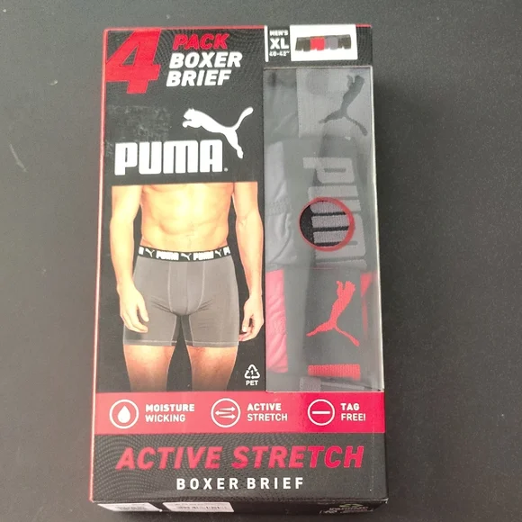 Men's Puma 4-Pack Boxer Briefs Active Stretch Tag Free Underwear Size - XL 40-42 - Picture 2 of 7